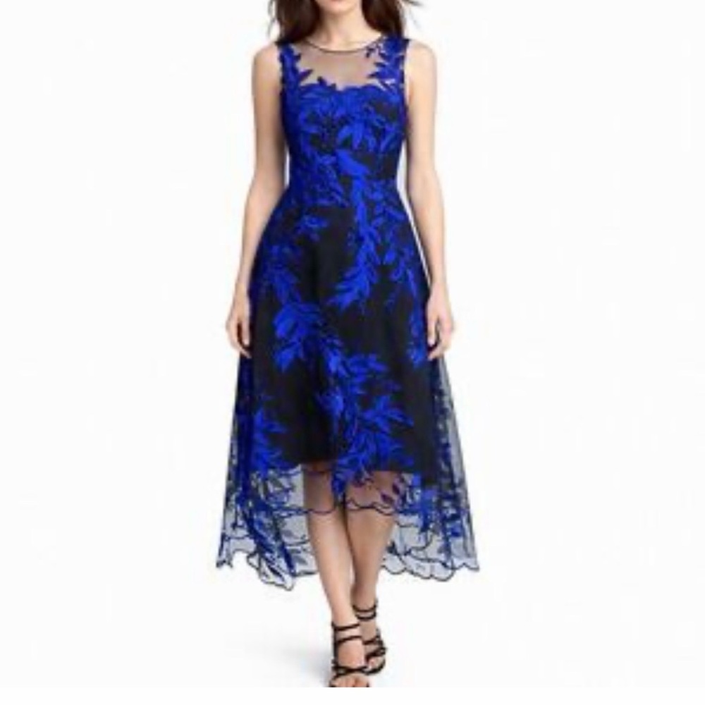 Mariel black with royal blue embroidered dress - Picture 3 of 12